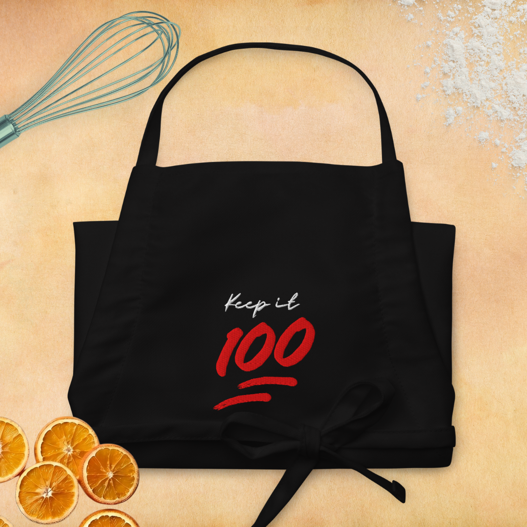 Keep it 100 Black - Embroidered Apron