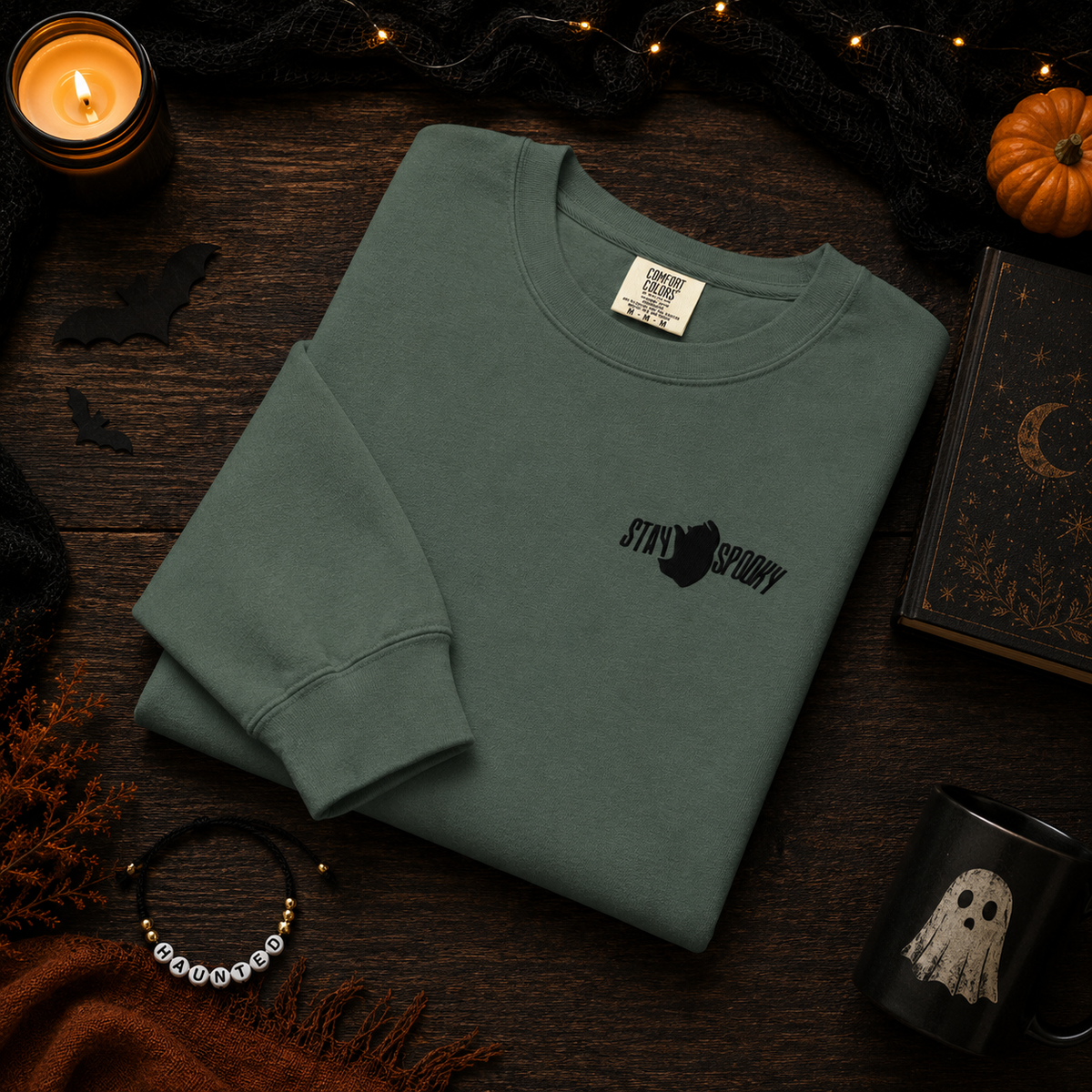 Stay Spooky - Comfort Colors Embroidered Unisex garment-dyed Sweatshirt