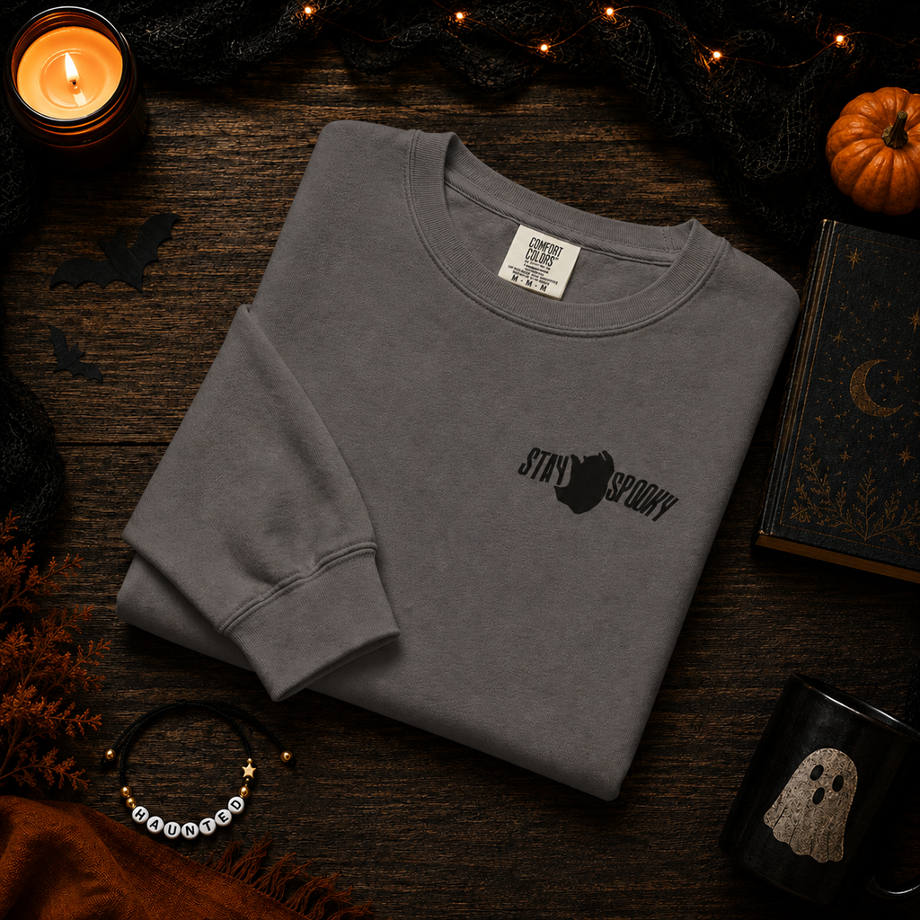 Stay Spooky - Comfort Colors Embroidered Unisex garment-dyed Sweatshirt