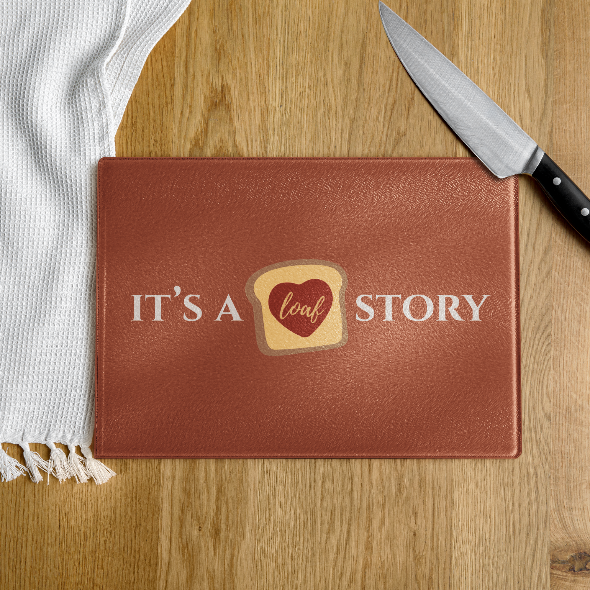 It's a Loaf Story - Glass Cutting Board
