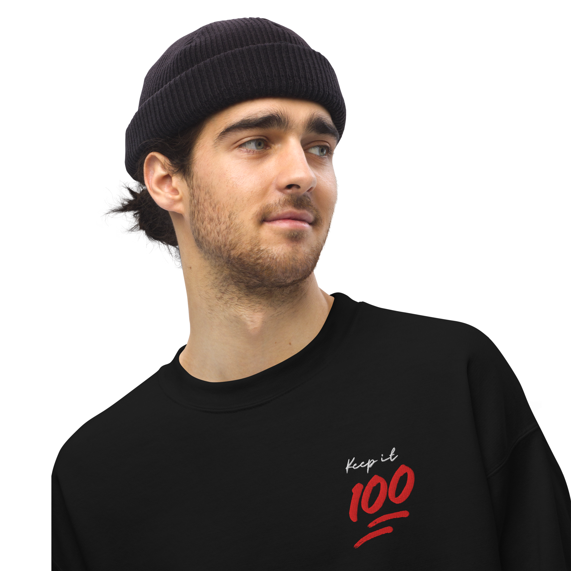 Keep it 100 Unisex Embroidered Sweatshirt