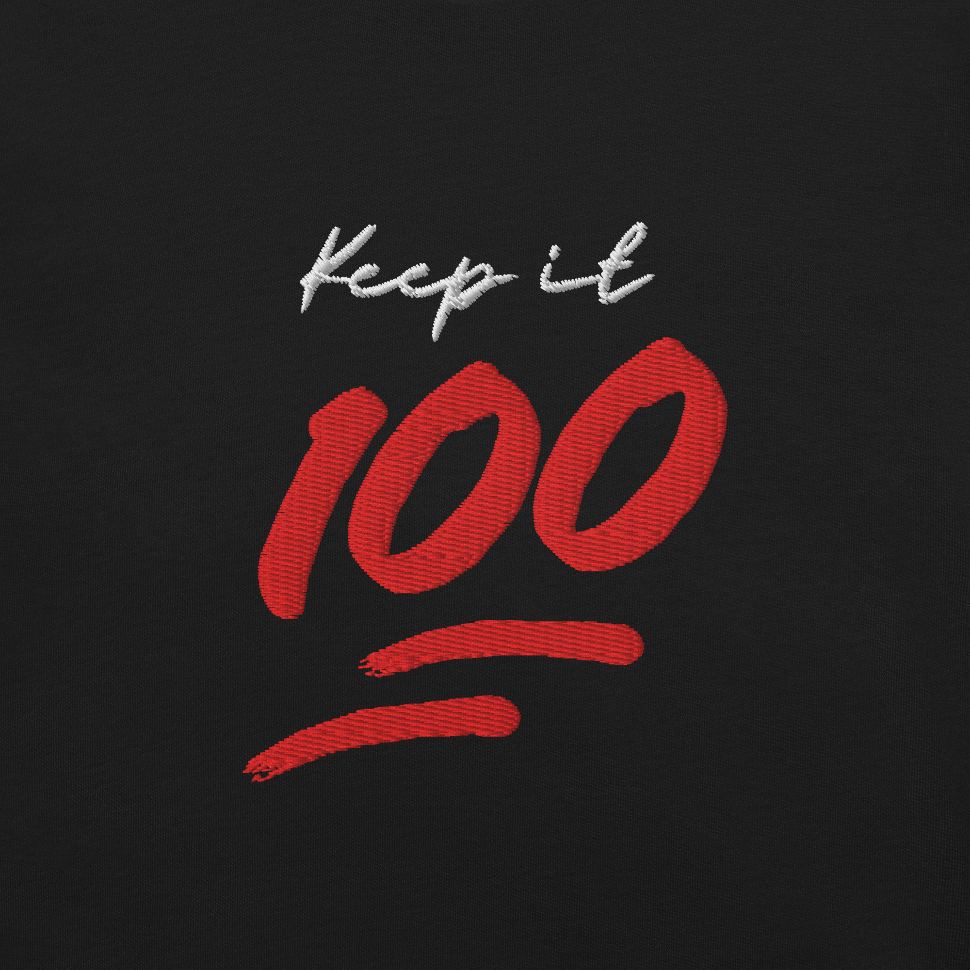 Keep It 100 Unisex Embroidered Black T-shirt