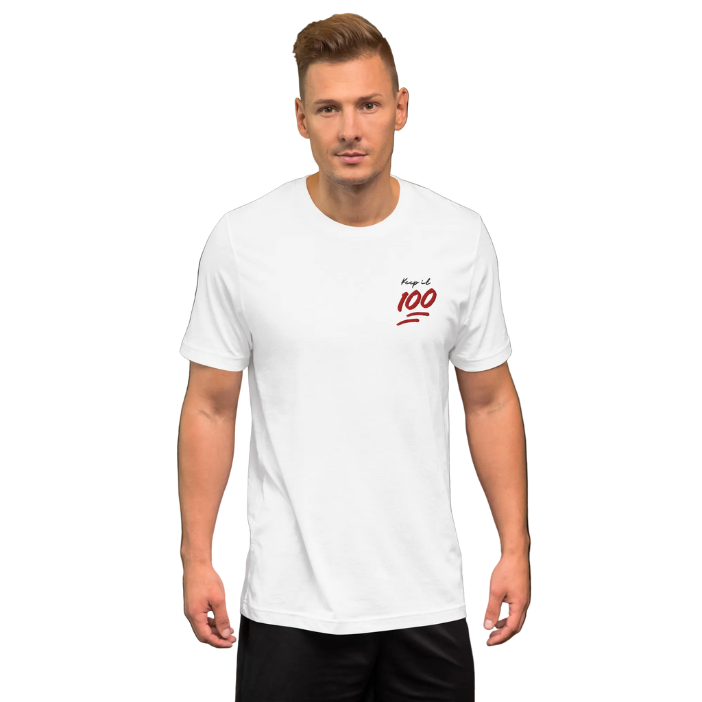 Keep it 100 Unisex Embroidered White T-shirt
