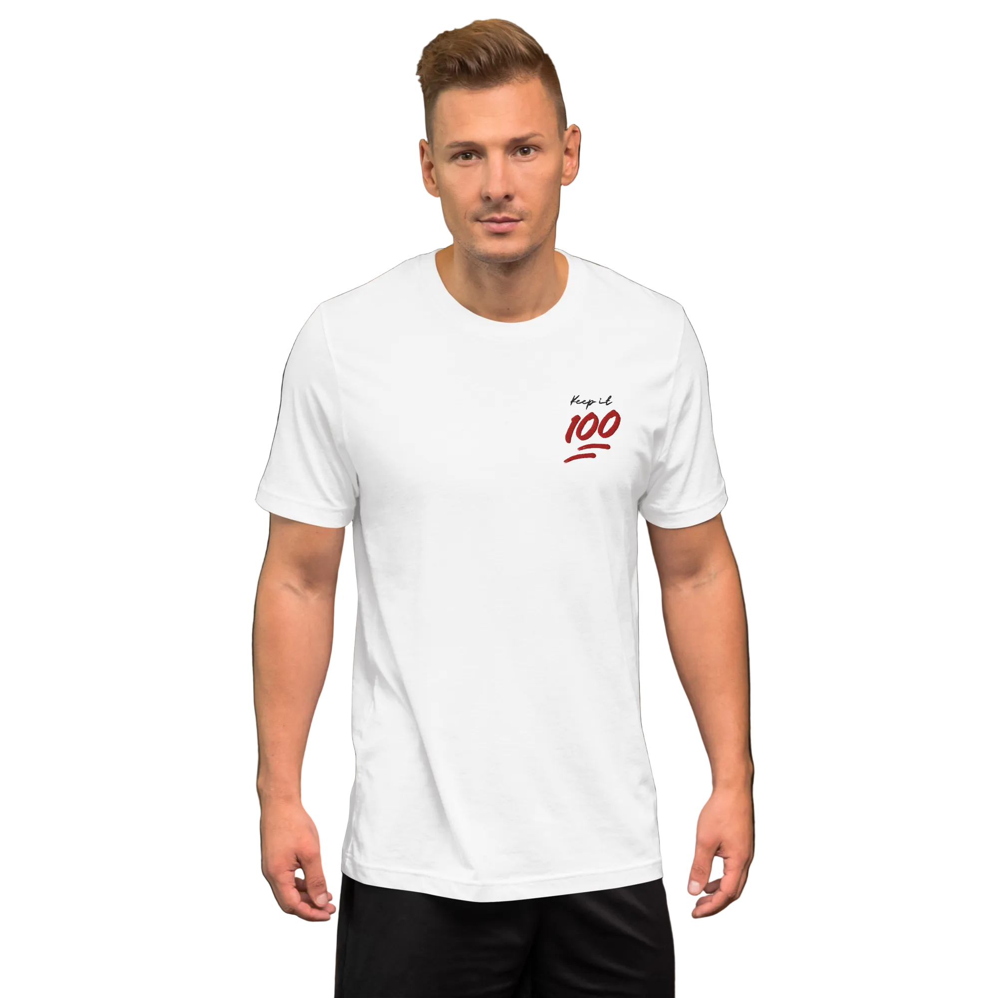 Keep it 100 Unisex Embroidered White T-shirt